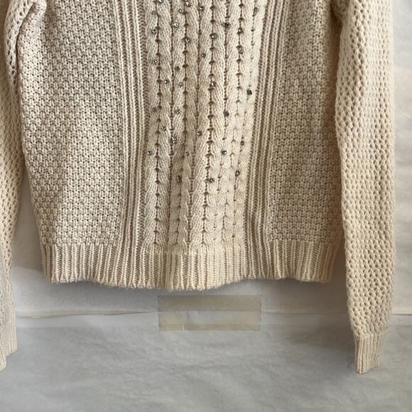 Rebecca Taylor Knit Pullover Sweater Women’s Size XS Cream Holiday Embellished - Picture 5 of 13